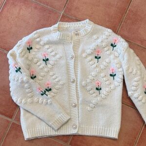 Unbranded Cream Embroidered Cardigan